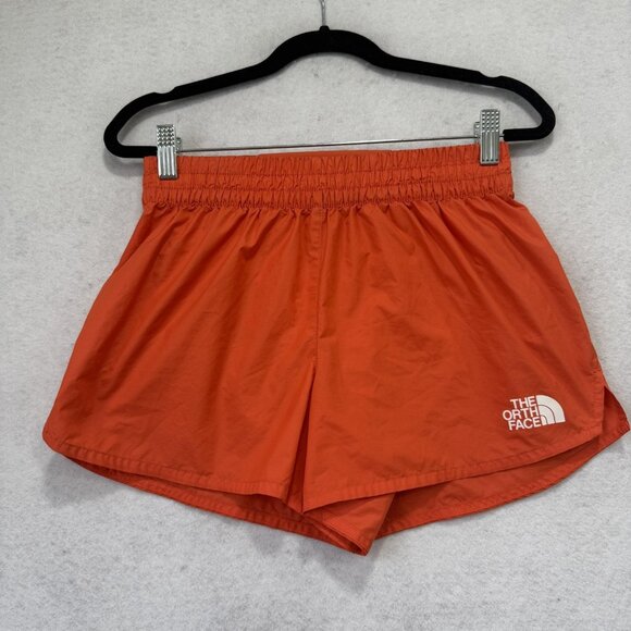 The North Face Shorts Womens XS Orange Running Lined Reflective Zip Pocket Gym - Picture 1 of 11